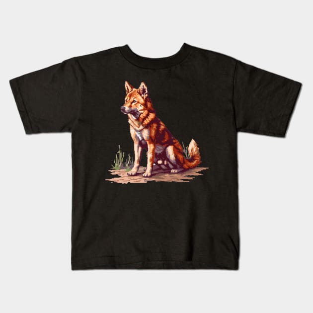 Dingo in Pixel Form Kids T-Shirt by Animal Sphere